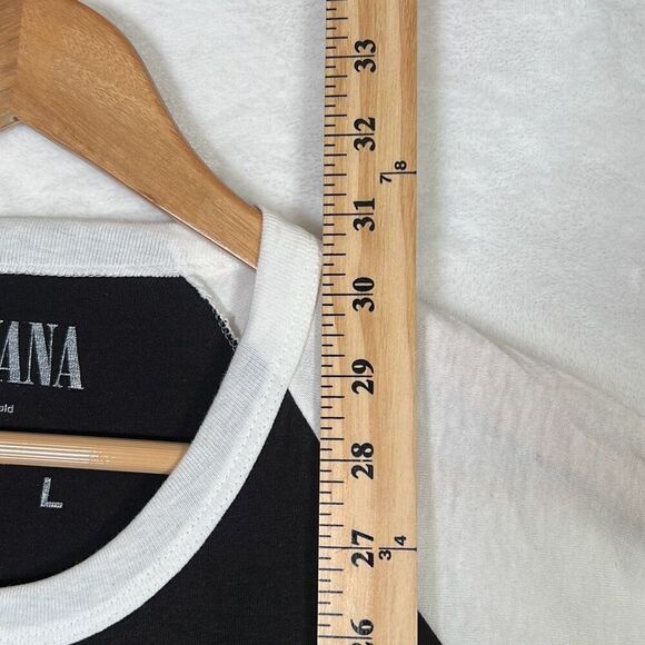 Nirvana Smiley face concert release Raglan long‎ hem cotton T-shirt NWOT Men L - Picture 3 of 7